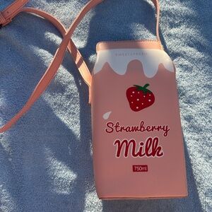 Strawberry Milk Crossbody Bag - Pink Novelty Purse
